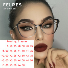 Óculos de leitura feminino de metal anti luz azul lente transparente olho de gato óculos da moda comprar usado  Enviando para Brazil