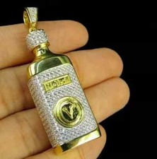 Pingente de berloque masculino de garrafa folheado a ouro amarelo 14K 1 quilate criado em laboratório diamante redondo, usado comprar usado  Enviando para Brazil