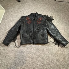 Jaqueta de motociclista feminina vintage de couro preto rosa vermelha tamanho G comprar usado  Enviando para Brazil