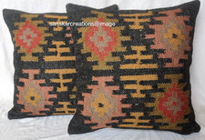 2 peças fronhas quadradas feitas à mão decoração de almofada de juta Kilim 18x18" comprar usado  Enviando para Brazil