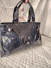 Usado, Bolsa tote Armani Jeans AJ brilhante azul marinho patenteada logotipo bolsa - elegante e chique comprar usado  Enviando para Brazil