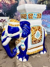 Suporte de pedestal de cerâmica vintage Hollywood elefante azul cobalto marrom e branco comprar usado Suporte de pedestal de cerâmica vintage Hollywood elefante azul cobalto marrom e branco comprar usado  Enviando para Brazil
