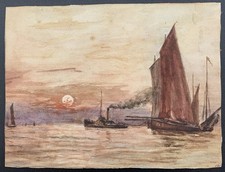 Antique watercolour folk for sale  CROMER