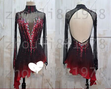 Vestido de patinaje figura para mujeres/niñas vestido de patinaje sobre hielo teñido rojo negro segunda mano  Embacar hacia Mexico