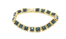 Usado, Pulseira de tênis quadrada vintage azul safira elos de vidro quadrado tom dourado comprar usado  Enviando para Brazil