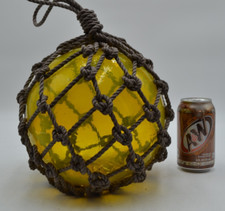 VINTAGE FLUTUADOR DE PESCA DE VIDRO AMARELO 10" comprar usado  Enviando para Brazil