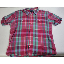 Camisa masculina Tommy Hilfiger ajuste personalizado com botões XXL multicolorida manga curta xadrez comprar usado  Enviando para Brazil