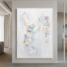 Usado, Pintura a óleo abstrata branca feita à mão textura grossa 3D sobre tela sala de estar comprar usado Usado, Pintura a óleo abstrata branca feita à mão textura grossa 3D sobre tela sala de estar comprar usado  Enviando para Brazil