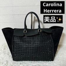Usado, Bolsa unissex Carolina Herrera CH Vendome Tote Nubuck preta cravejada usada comprar usado  Enviando para Brazil