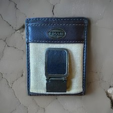 Porta-Cartão Masculino Vintage Fóssil Carteira Clipe de Dinheiro Couro Genuíno Marrom comprar usado  Enviando para Brazil