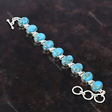 Pulsera ajustable de plata 925 con cadena azul cobre turquesa natural segunda mano  Embacar hacia Mexico
