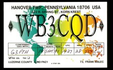 1 x Rádio Cartão QSL EUA WB3CQD Korn Krest PA 2001 Frank Malec ≠ V748, usado comprar usado  Enviando para Brazil