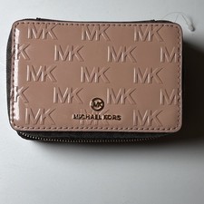 Estojo pequeno de joias Michael Kors MK em relevo caixa de viagem pequena dourada e marrom novo comprar usado  Enviando para Brazil