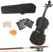 Mendini 16"MA-Viola preta de madeira maciça com estojo, arco, resina, ponte e cordas - comprar usado  Enviando para Brazil