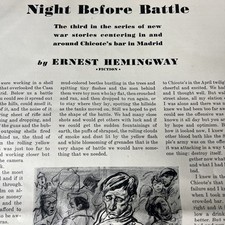 CHICOTE’S BAR Madrid Spain “NIGHT BEFORE BATTLE” by ERNEST HEMINGWAY 1939 SPAIN comprar usado  Enviando para Brazil
