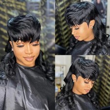 Perucas mullet para mulheres meninas cabelo humano brasileiro natural curto corte pixie perucas comprar usado  Enviando para Brazil