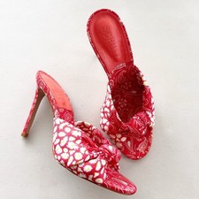 Sandálias de salto alto Schutz Lenie Mule coral estampa floral biqueira aberta stiletto tamanho 7 comprar usado  Enviando para Brazil