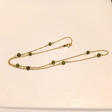 Colar de corrente vintage ouro amarelo 14k verde jade estação 16" assinado Carla comprar usado  Enviando para Brazil