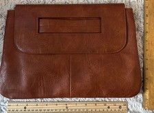 Bolsa de noite clutch marrom laranja, couro sintético 14x 10 2 compartimentos comprar usado  Enviando para Brazil