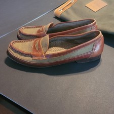  Tecido verde vintage G.H. Mocassim feminino de couro italiano bass & co tamanho 9,5, usado comprar usado  Enviando para Brazil