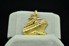 Berloque pingente de ouro amarelo 14K forro oceânico navio de cruzeiro barco, usado comprar usado  Enviando para Brazil