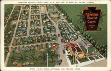 Cartão postal vintage Miami Flórida FL Keystone Tourist Court TRAILER COURT comprar usado  Enviando para Brazil