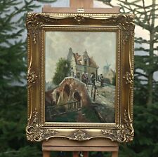 Scene On The Bridge, Oil On Wood Painting, Signed HILLER, Berlin ??, używany na sprzedaż Scene On The Bridge, Oil On Wood Painting, Signed HILLER, Berlin ??, używany na sprzedaż  PL