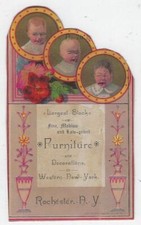 Tarjeta comercial victoriana de muebles y decoraciones Rochester New York para niños segunda mano  Embacar hacia Mexico