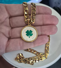 🍀Pingente irlandês trevo de quatro folhas da sorte prata 999 e colar folheado a ouro 18K comprar usado  Enviando para Brazil