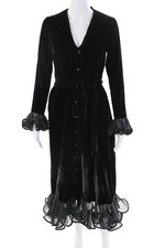 Vestido midi ROTATE feminino manga comprida gola redonda babado transparente preto tamanho 4, usado comprar usado  Enviando para Brazil