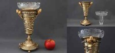Vaso buquê de bronze dourado antigo raro, cristal, França, final do século XIX comprar usado  Enviando para Brazil