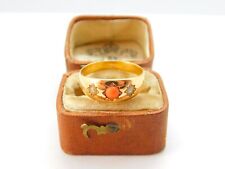 Anel vitoriano de ouro amarelo 18 quilates, pérola semente e barco coral c1880 antigo tamanho P Reino Unido comprar usado  Enviando para Brazil