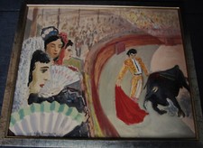 Gunnar Sigfrid Malm 1909-1986, arena walki byków w Barcelonie, gwasz, datowany na 1947 na sprzedaż  Wysyłka do Poland