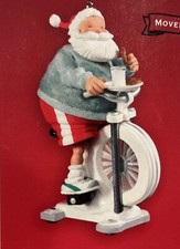 Ornamento de lembrança Hallmark SANTA EXERCISE com movimento tamanho lanche 2003 na caixa comprar usado  Enviando para Brazil