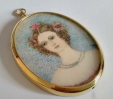 Vintage portrait miniature for sale  LUDLOW