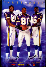 1998 RANDY MOSS CRIS CARTER JAKE REED AUTOGRAFADO VIKINGS "TRÊS PROFUNDEZAS" PÔSTER comprar usado  Enviando para Brazil