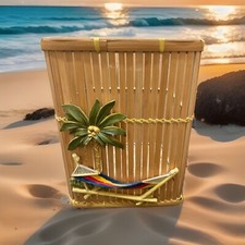 Rede de praia de bambu palmeira lata de lixo cesto de lixo decoração banheiro comprar usado  Enviando para Brazil