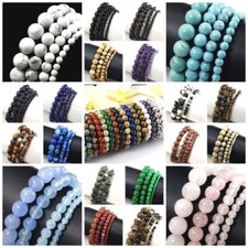 Pulseira de contas feita à mão redonda elástica de pedra preciosa 7,5" equilíbrio de cura 4 6 8 10 12 comprar usado  Enviando para Brazil