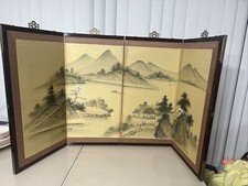 Vintage 1960’s Asian  Painting On 4 Panel Landscape Screen READ FREESHIP Reduced for sale  Tampa