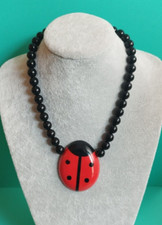Resin ladybug necklace usato  Firenze