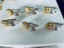 Oneida Daisy Flower Note Place Holder conjunto de 6 dois tons 5280/5281, usado comprar usado  Enviando para Brazil
