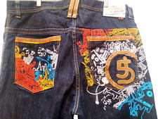 5IVE JUNGLE & CO, Walk Of Life, TAM 42, azul, BORDADO EM TEMA MUSICAL, JEANS comprar usado  Enviando para Brazil