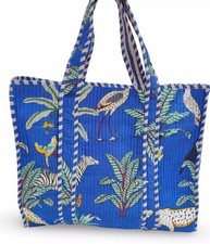 Bolsa tote estilo selva acolchoada algodão tamanho grande | Bolsa de ombro indiana feita à mão | comprar usado  Enviando para Brazil
