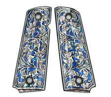 COLT 1911 alças de tamanho completo KIMBER RUGER TAURUS Madrepérola Arte Flor Azul comprar usado  Enviando para Brazil