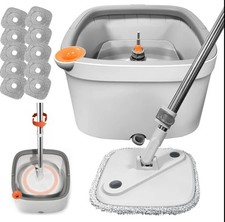 Sistema de balde de esfregão giratório, inclui balde de esfregão duplo com conjunto de esfregão grosso com 4 almofadas comprar usado  Enviando para Brazil