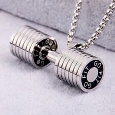 Colar corrente pingente barra aço inoxidável masculino haltere fitness moda comprar usado  Enviando para Brazil