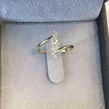 Anel feminino deslumbrante de diamante simulado corte redondo folheado a ouro amarelo 14k comprar usado  Enviando para Brazil