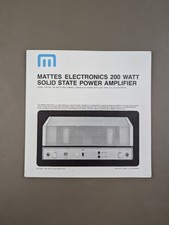 Folheto amplificador de potência estado sólido Mattes Electronics 200 watts raro D-1063 comprar usado  Enviando para Brazil