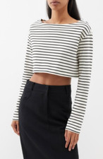 Blusa THE FRANKIE SHOP Feminina Decote Barco Tilla Listra Branca/Preta Tamanho XS/S  comprar usado  Enviando para Brazil