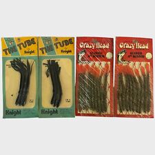 Usado, Lote de 4 iscas de pesca artificiais vintage The Tube / Crazy Head Slider 4"" minhoca comprar usado  Enviando para Brazil